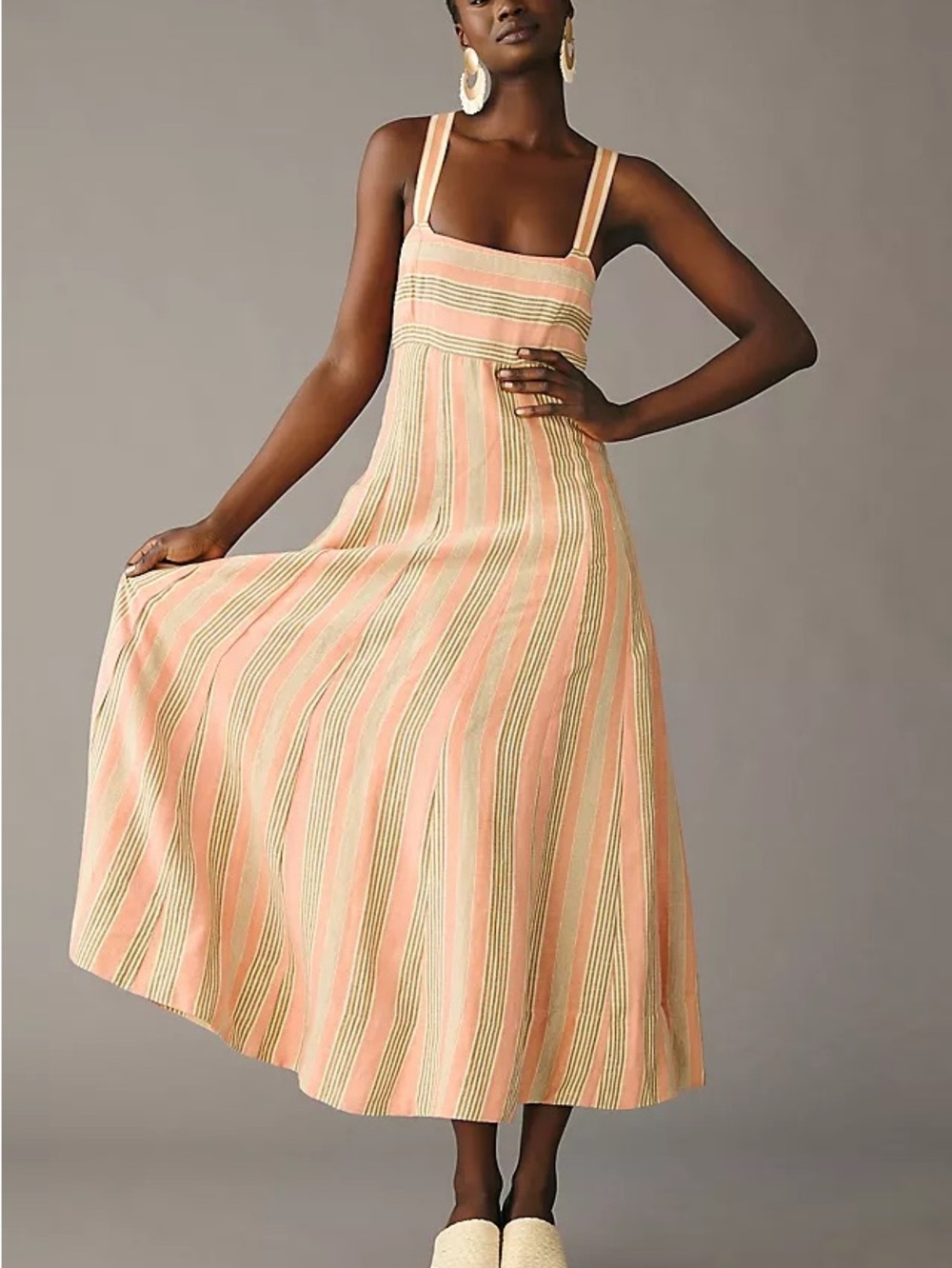 Maeve by Anthropologie Square-Neck Tie-Back A-Line Dress